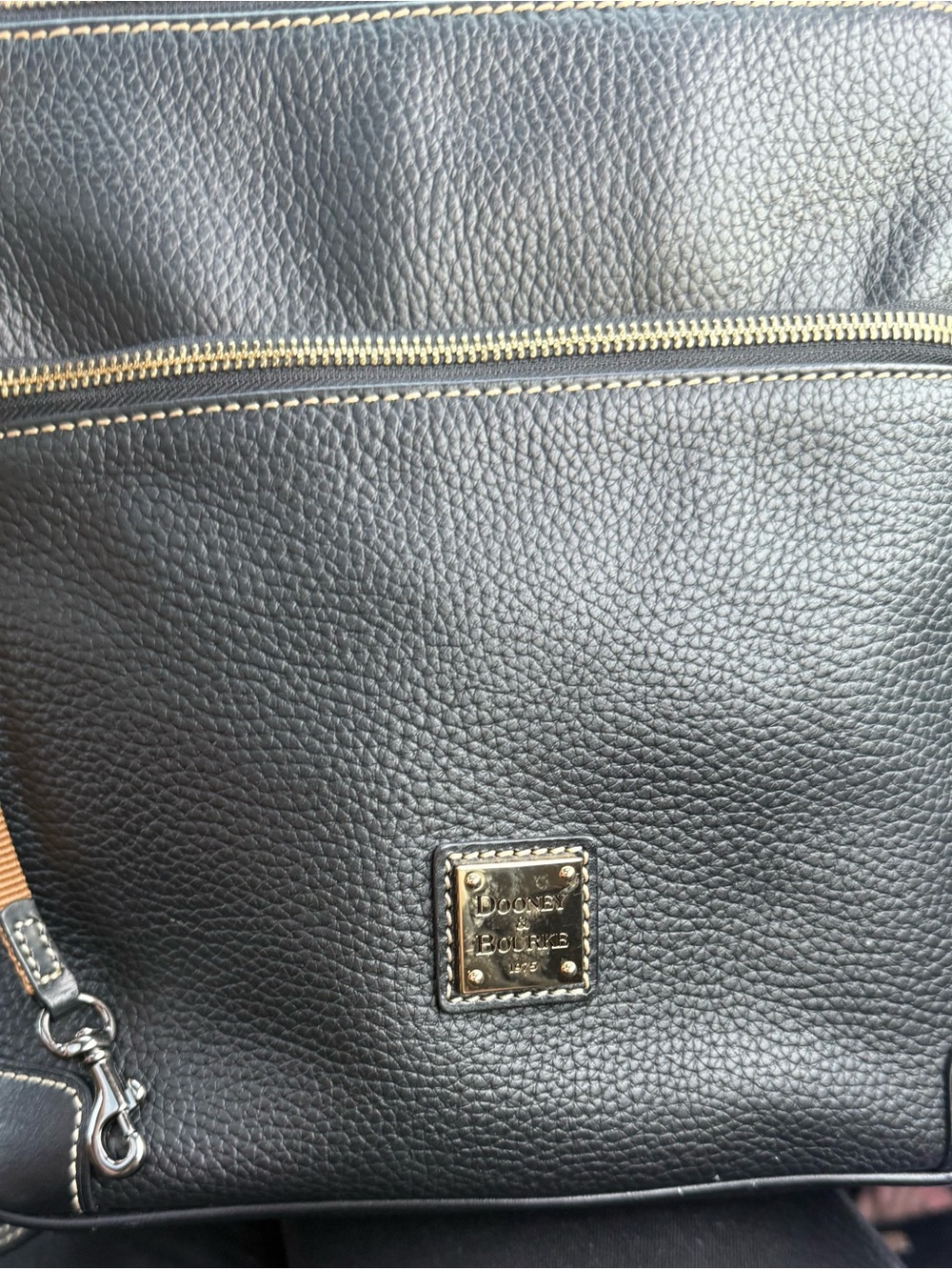 Dooney & Bourke Black Pebbled Leather Crossbody with Gold Hardware